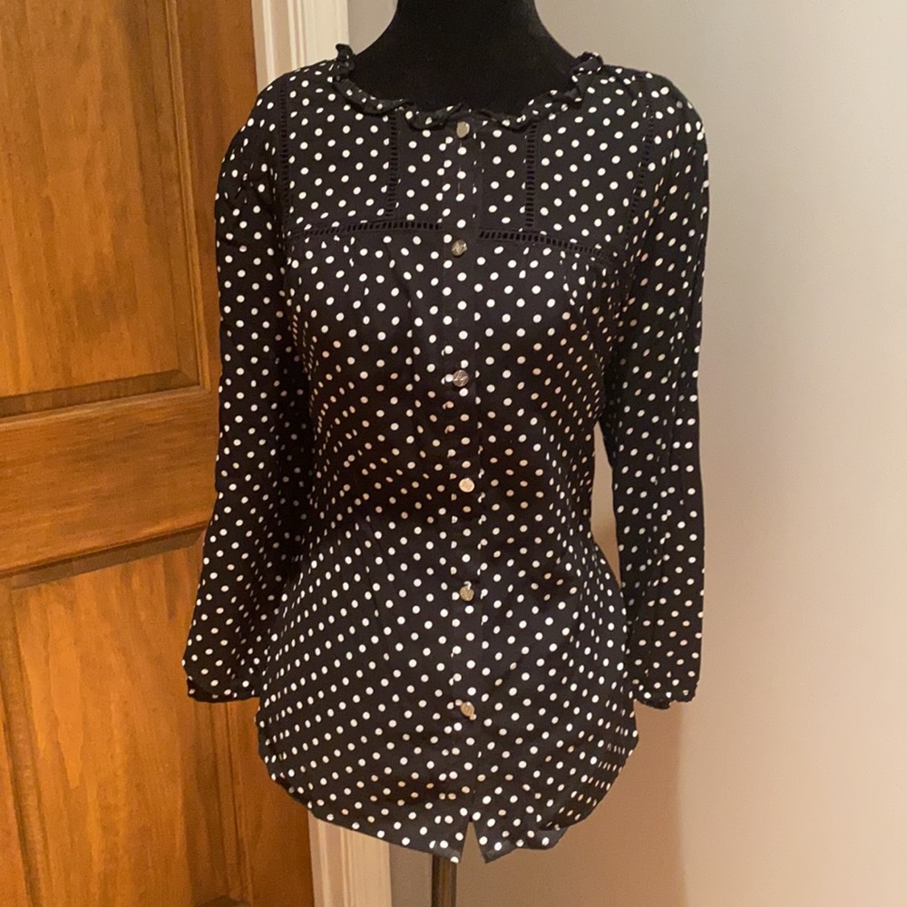 Adrienne vittadini polka dot button blouse NWT xl